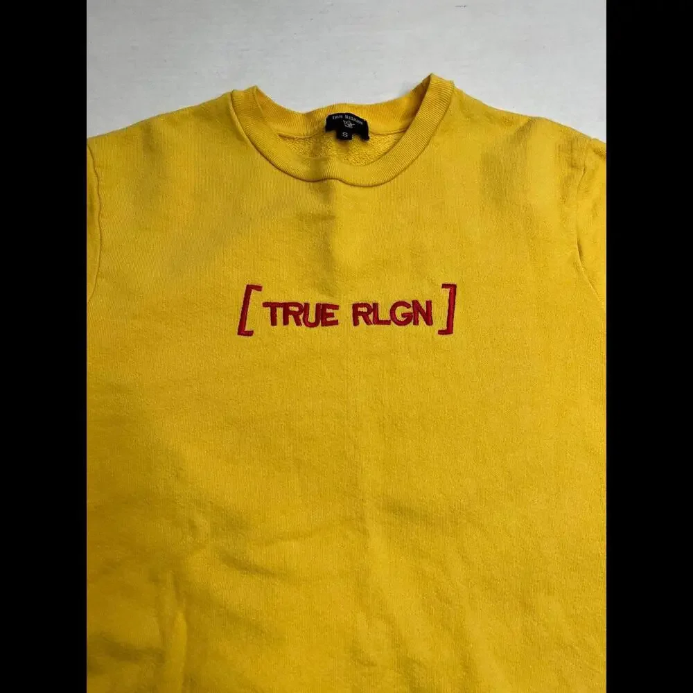 True Religion Sun Yellow Crewneck Sz Small‎